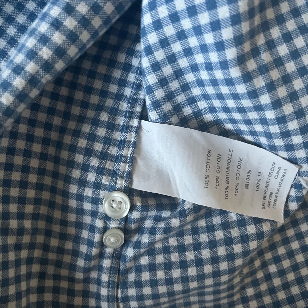 J. Crew Blue and White Gingham Oxford Shirt - Picture 5 of 5